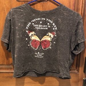 Inspirational Butterfly Tee - Charcoal